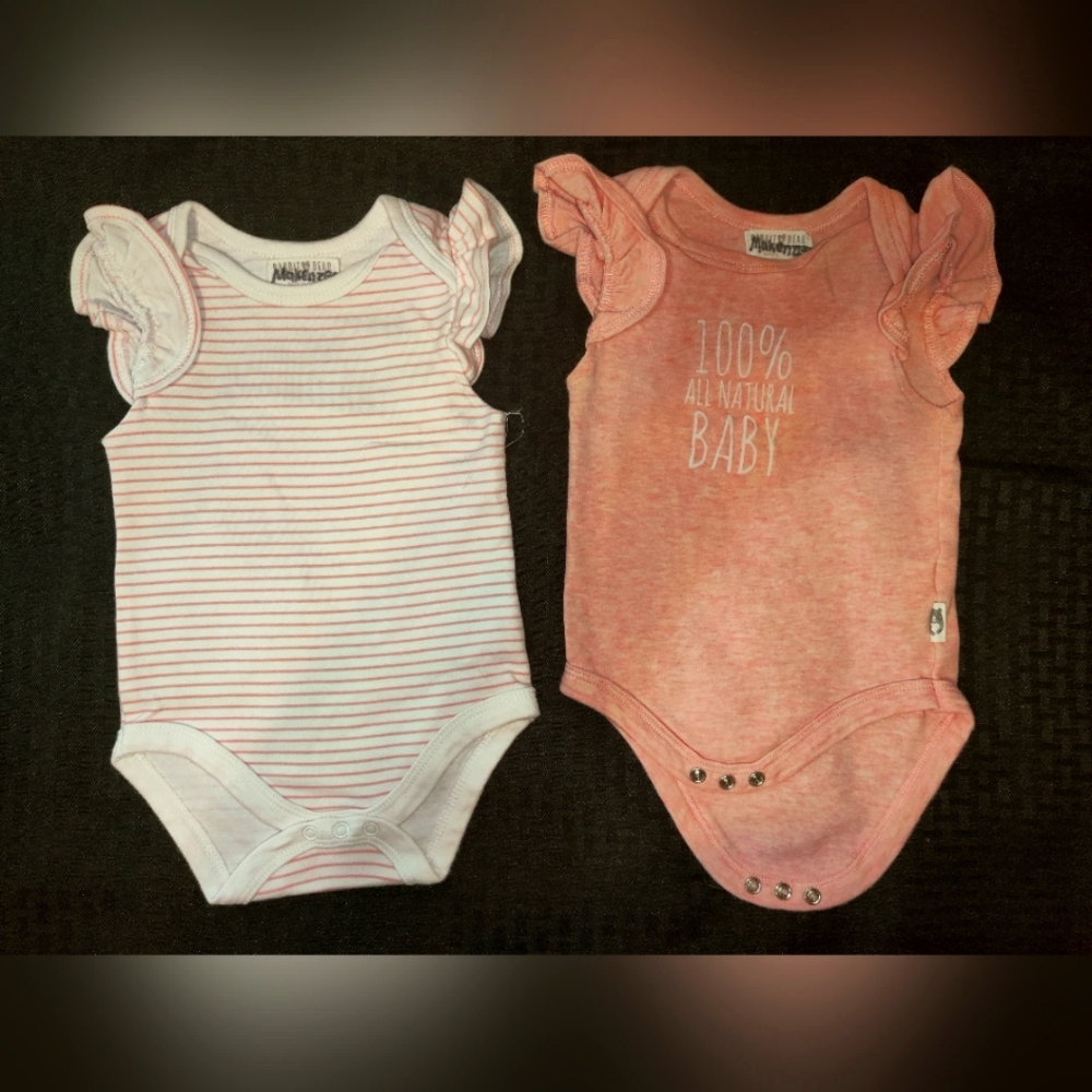 2 organic soft baby onesies, size 6m